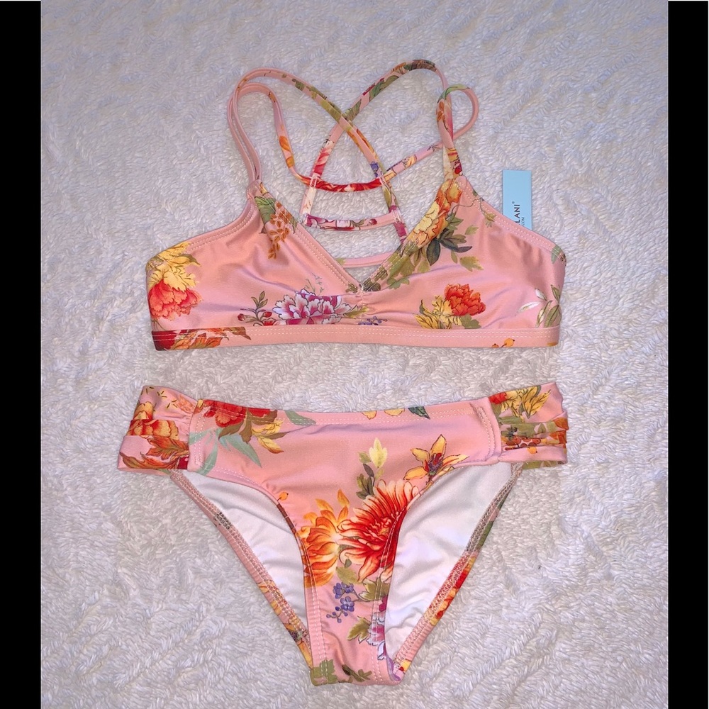 NWT Antonio Melani Girls Blush Floral Swimsuit